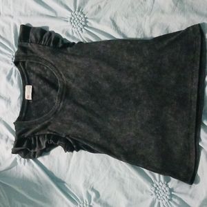 Black Ruffle Sleeve Tank